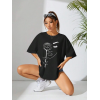 Baskılı Oversize T-shirt - Siyah - 146035 Baskılı Oversize T-shirt - Siyah - 146035