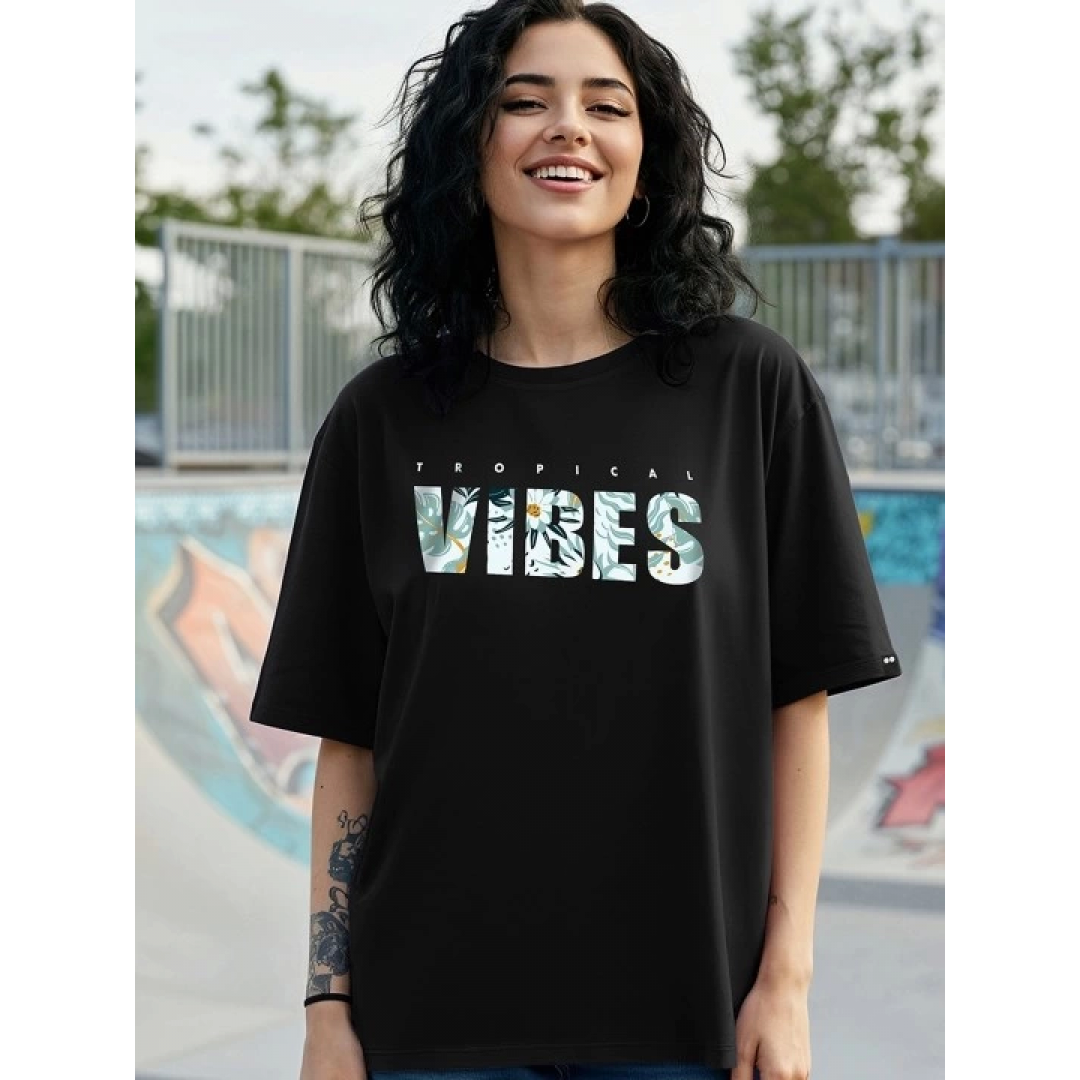 Baskılı Oversize T-shirt - Siyah 146036 Baskılı Oversize T-shirt - Siyah 146036