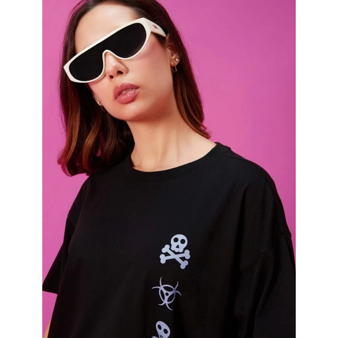 Baskılı Oversize T-shirt - Siyah 146040
