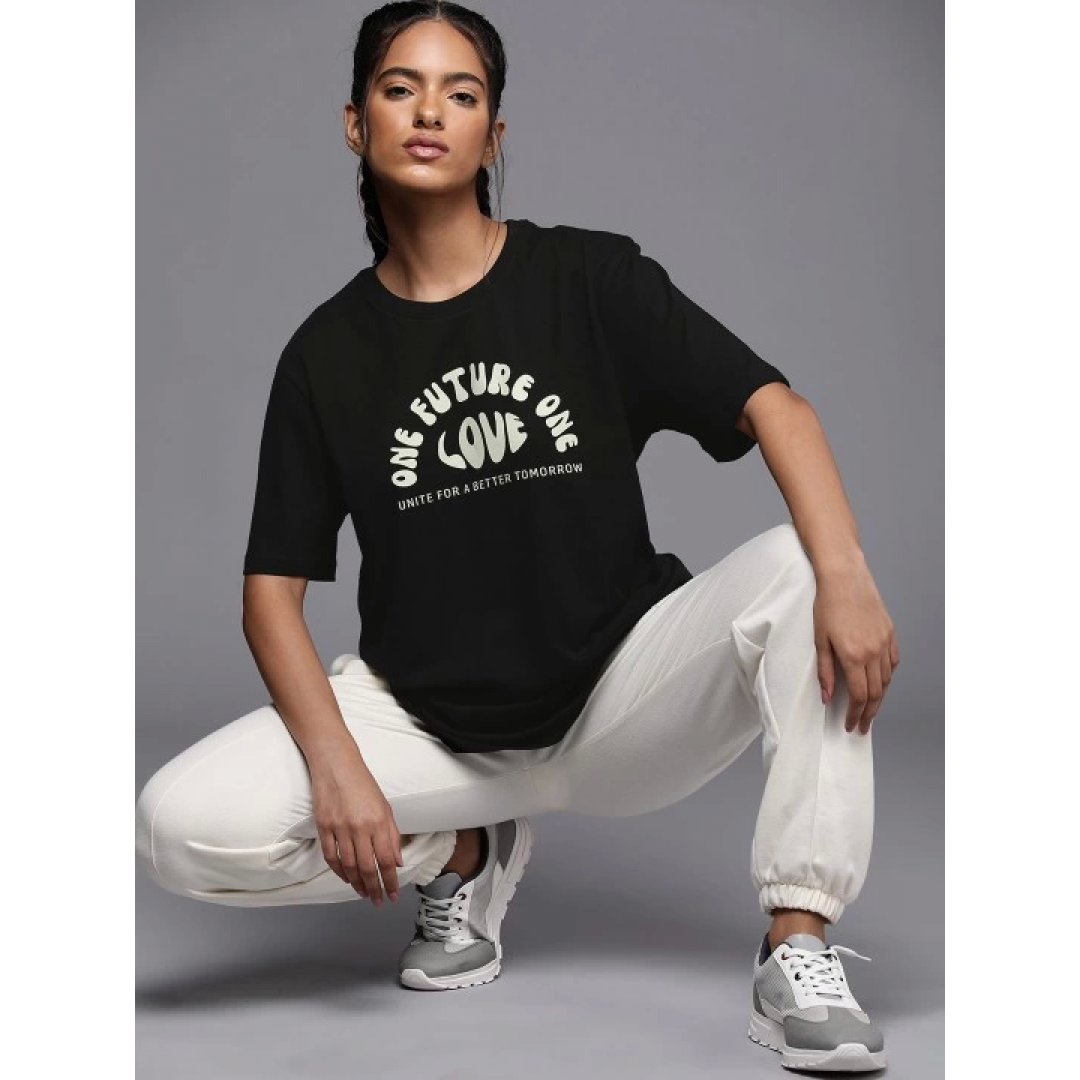 Baskılı Oversize T-shirt - Siyah 146041 Baskılı Oversize T-shirt - Siyah 146041