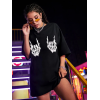 Baskılı Oversize T-shirt - Siyah - 146044 Baskılı Oversize T-shirt - Siyah - 146044