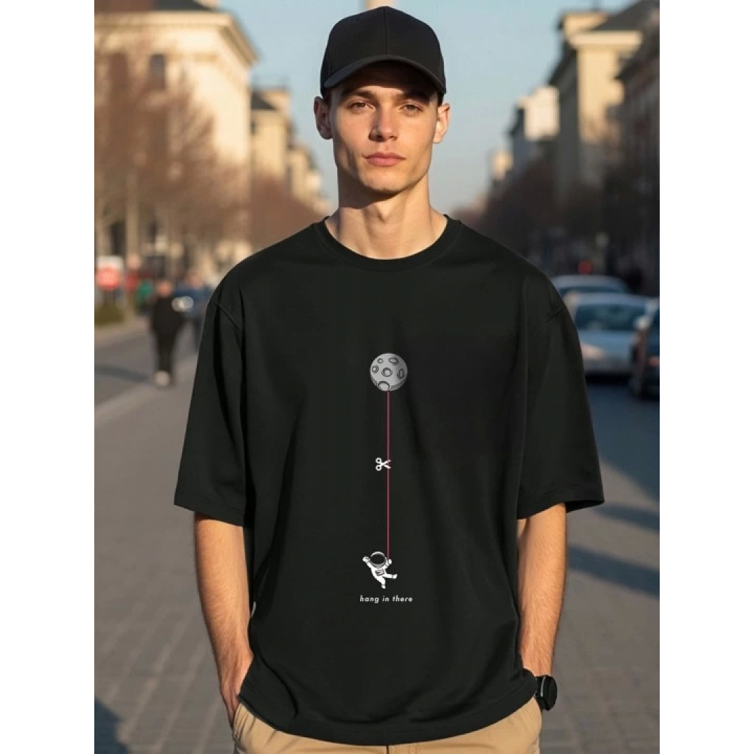 Erkek Baskılı Oversize T-shirt - Siyah 146096 Erkek Baskılı Oversize T-shirt - Siyah 146096
