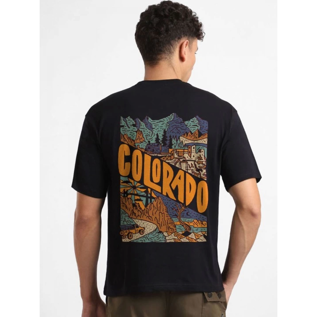 Erkek Baskılı Oversize T-shirt - Siyah - 146101 Erkek Baskılı Oversize T-shirt - Siyah - 146101