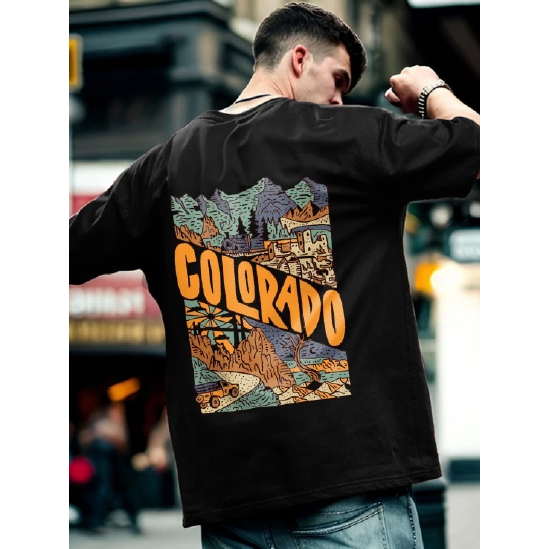 Erkek Baskılı Oversize T-shirt - Siyah - 146101 Erkek Baskılı Oversize T-shirt - Siyah - 146101