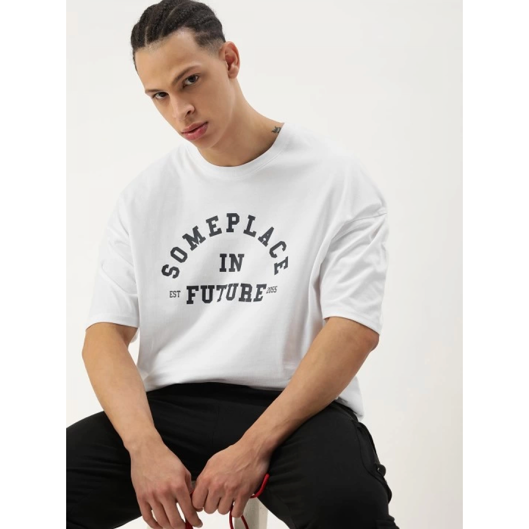 Erkek Baskılı Oversize T-shirt - Beyaz 146102 Erkek Baskılı Oversize T-shirt - Beyaz 146102