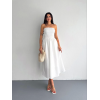 Straplez Pileli Elbise - Beyaz 146904 Straplez Pileli Elbise - Beyaz 146904