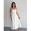 Straplez Pileli Elbise - Beyaz 146904 Straplez Pileli Elbise - Beyaz 146904