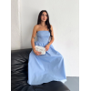 Straplez Pileli Elbise - Açık Mavi 146908 Straplez Pileli Elbise - Açık Mavi 146908