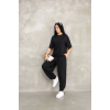 Osy Modal Yumuşak Dokulu Kumaş Oversize Bisiklet Yaka T-shirt Jogger Eşofman Altı Eşofman Takımı - Siyah 147944