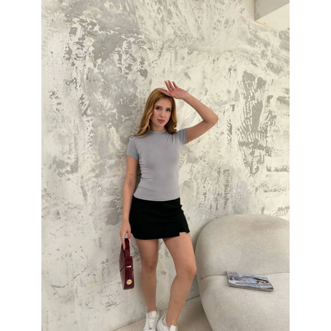 Kısa Kol Badi Bluz - Gri 148418 Kısa Kol Badi Bluz - Gri 148418