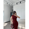 Kolsuz Uzun Likralı Elbise - Bordo - 148434
