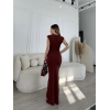 Kolsuz Uzun Likralı Elbise - Bordo - 148434