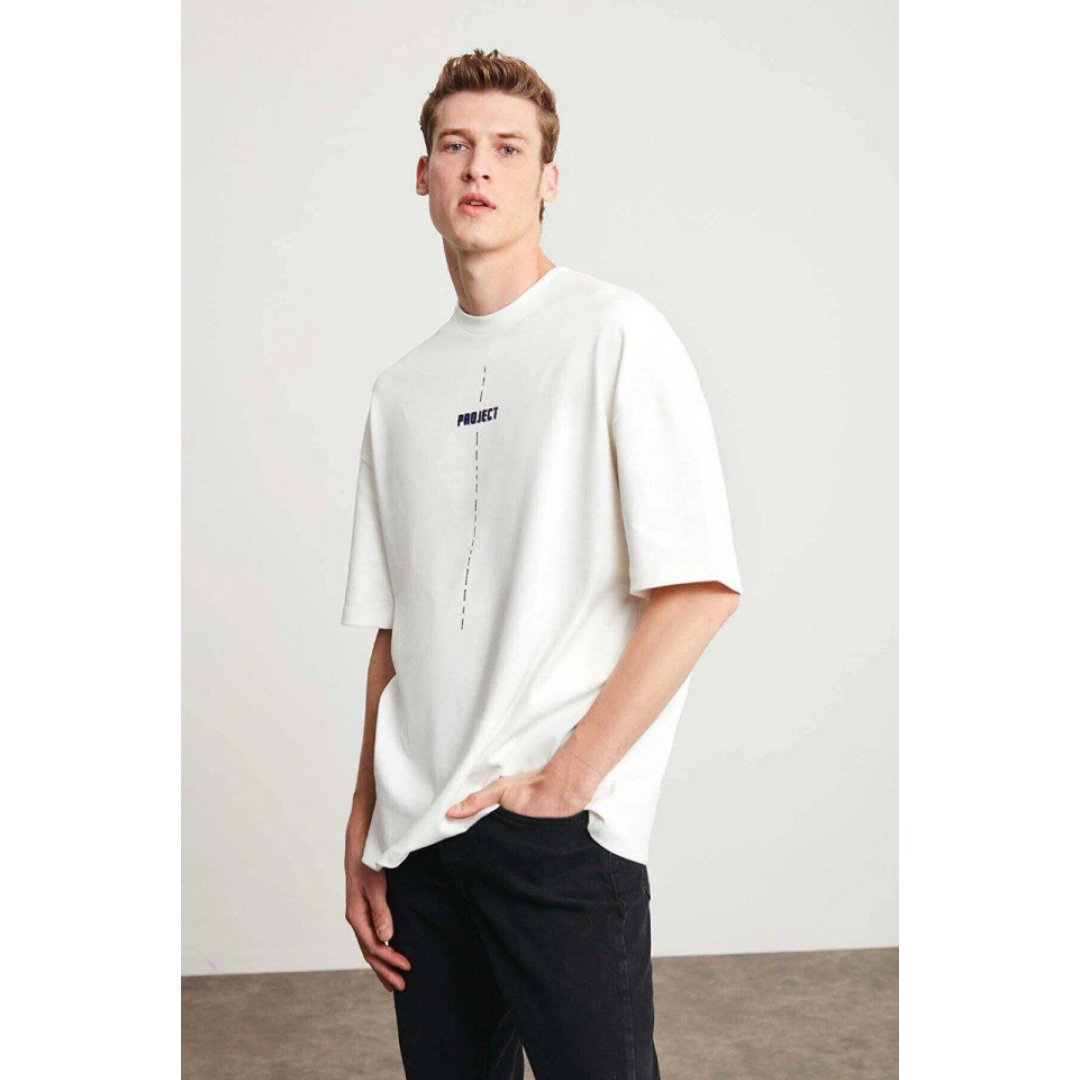 Unisex Baskılı Oversize T-Shirt - Beyaz 149004 Unisex Baskılı Oversize T-Shirt - Beyaz 149004