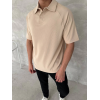 Yakalı Patlı Kısa Kol T-shirt - Bej 150379 Yakalı Patlı Kısa Kol T-shirt - Bej 150379