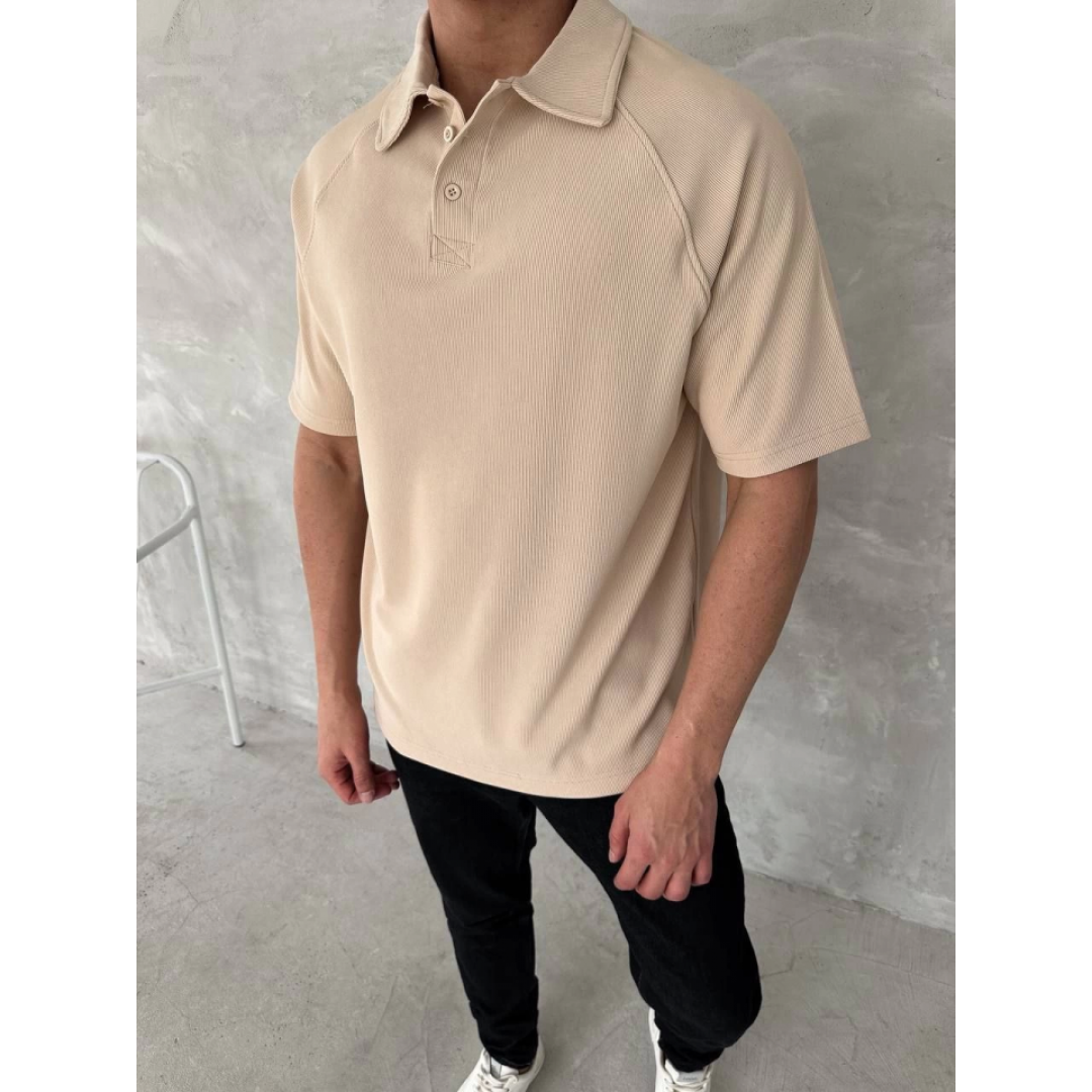 Yakalı Patlı Kısa Kol T-shirt - Bej 150379 Yakalı Patlı Kısa Kol T-shirt - Bej 150379