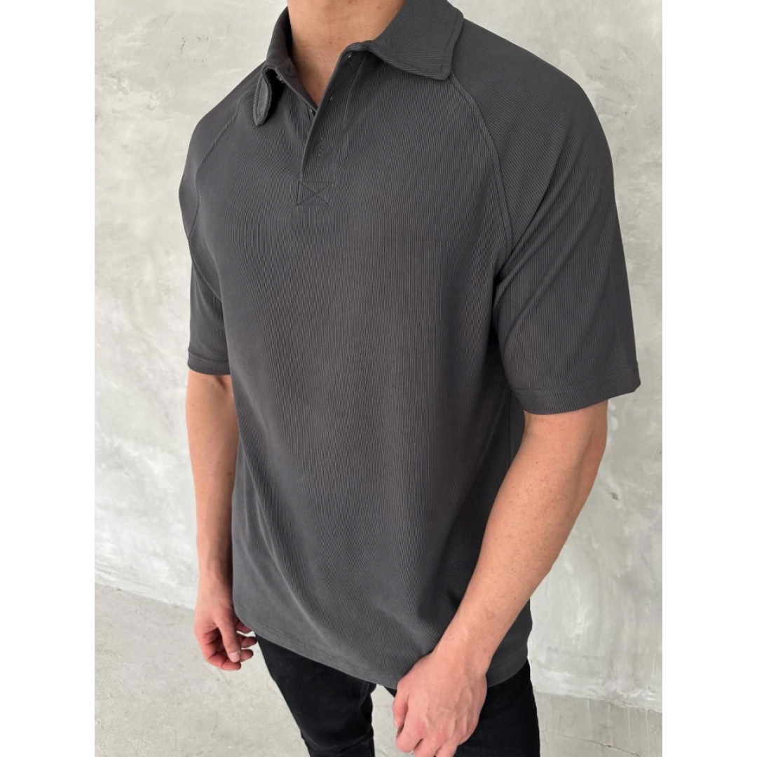 Yakalı Patlı Kısa Kol T-shirt - Antrasit 150380 Yakalı Patlı Kısa Kol T-shirt - Antrasit 150380