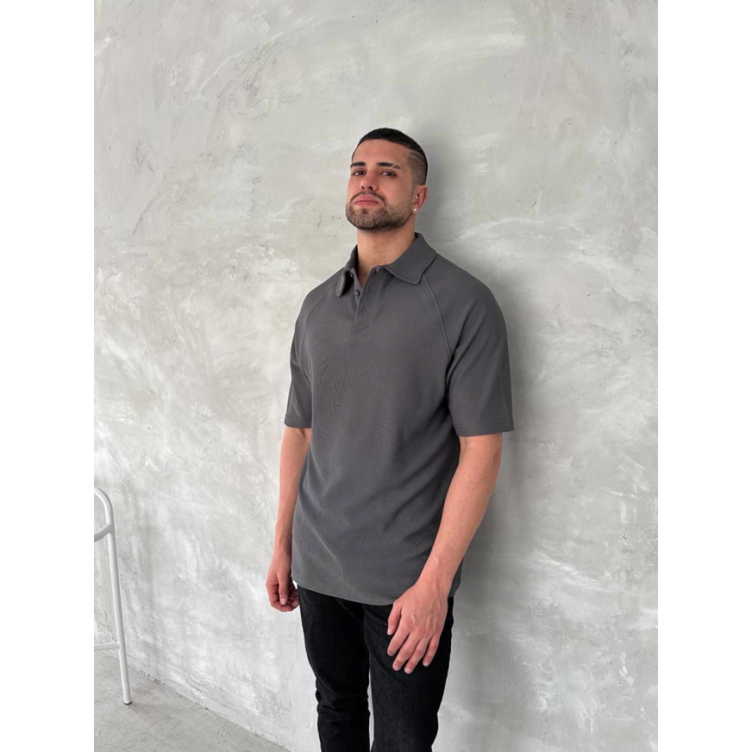 Yakalı Patlı Kısa Kol T-shirt - Antrasit 150380 Yakalı Patlı Kısa Kol T-shirt - Antrasit 150380