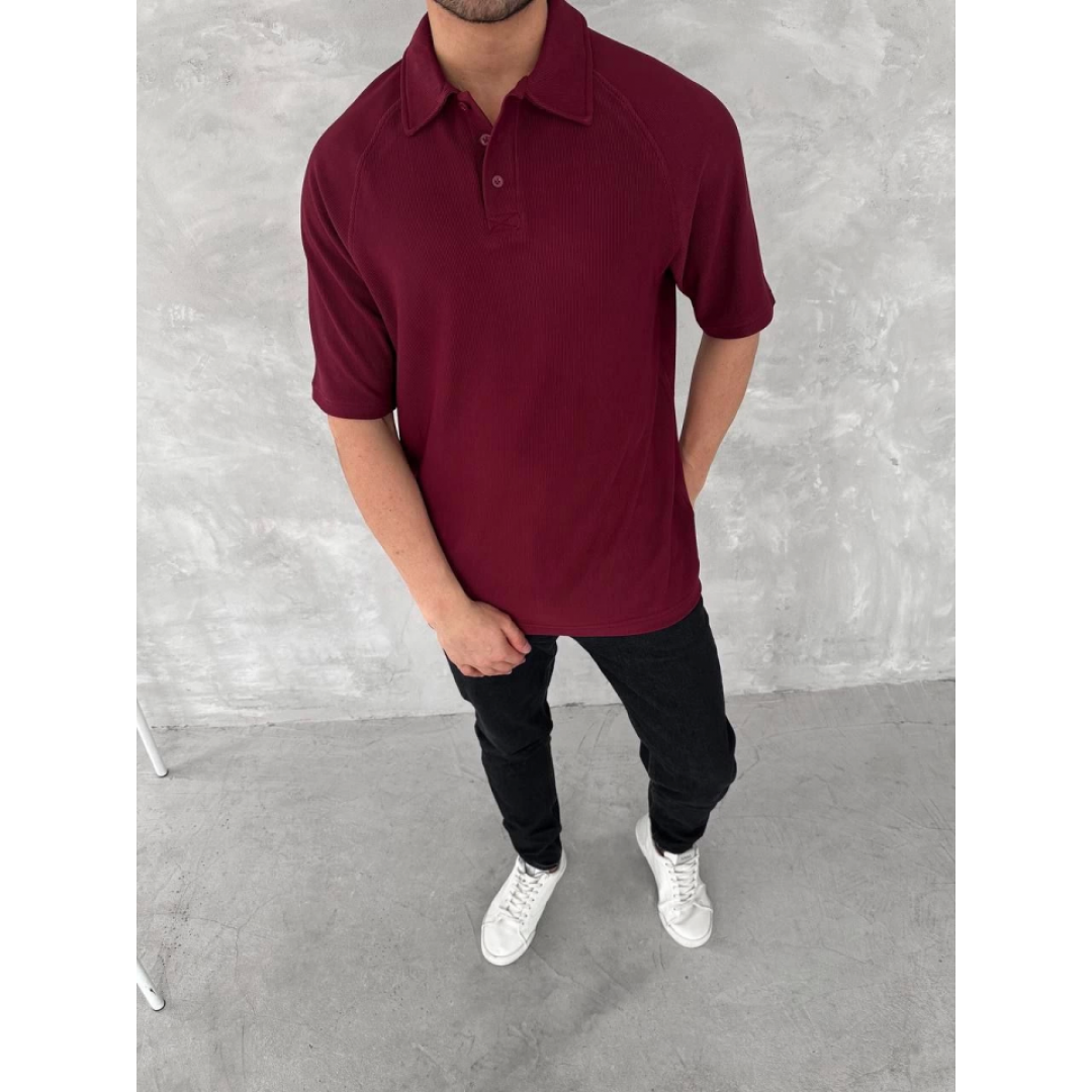 Yakalı Patlı Kısa Kol T-shirt - Bordo 150381 Yakalı Patlı Kısa Kol T-shirt - Bordo 150381