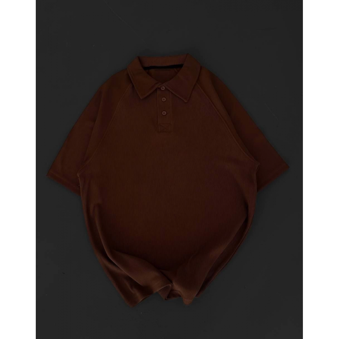 Yakalı Patlı Kısa Kol T-shirt - Kahverengi 150382 Yakalı Patlı Kısa Kol T-shirt - Kahverengi 150382