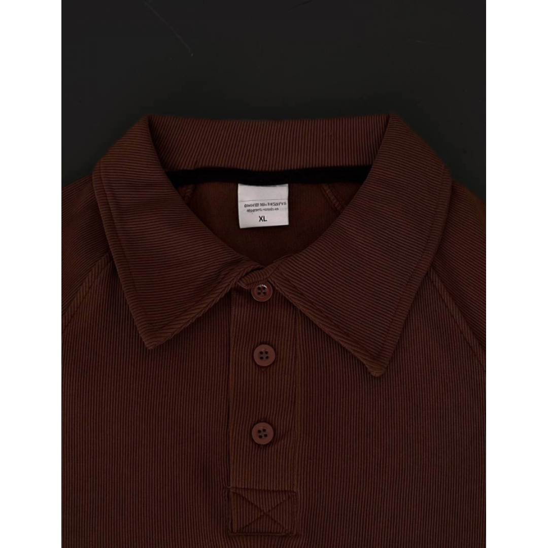 Yakalı Patlı Kısa Kol T-shirt - Kahverengi 150382 Yakalı Patlı Kısa Kol T-shirt - Kahverengi 150382