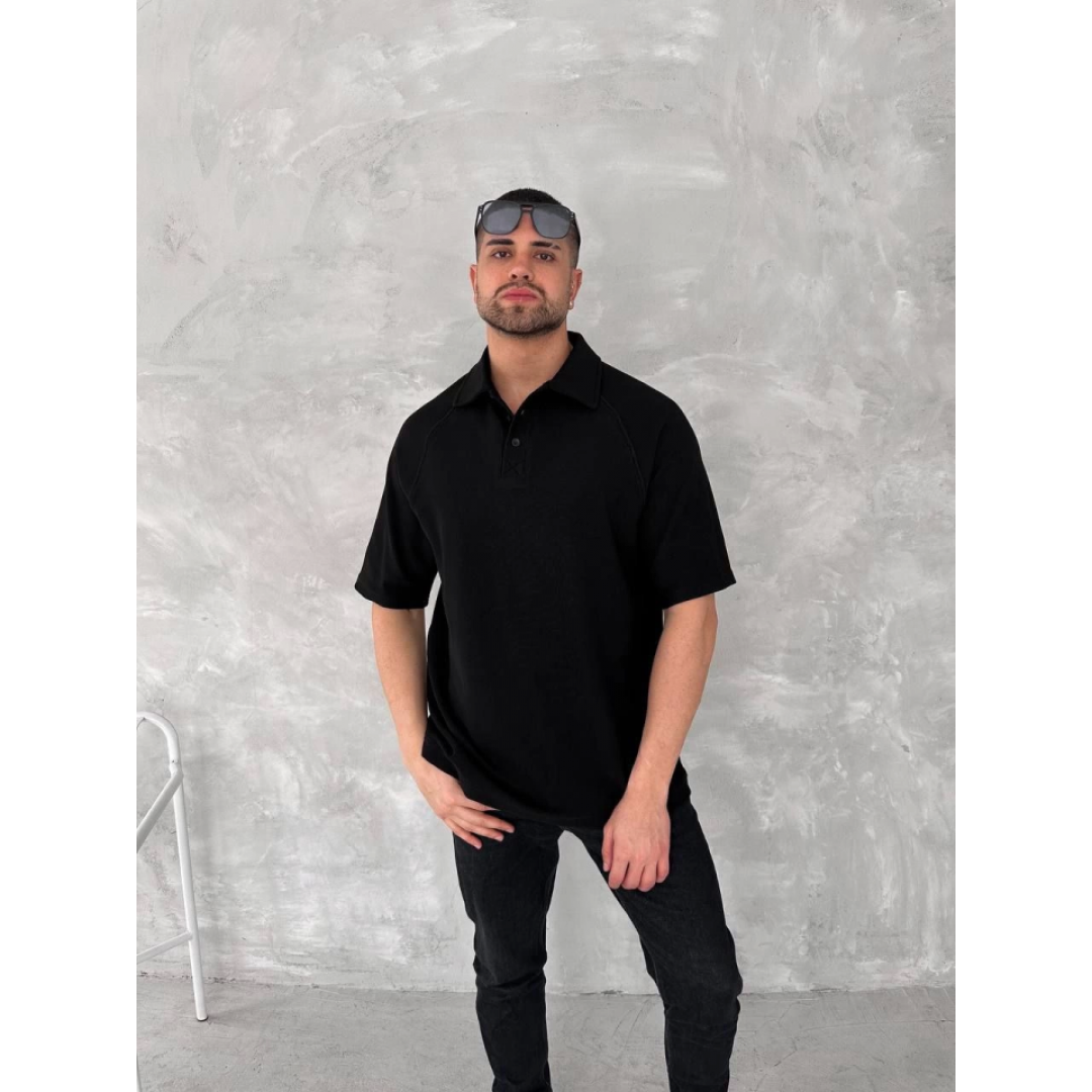 Yakalı Patlı Kısa Kol T-shirt - Siyah 150383 Yakalı Patlı Kısa Kol T-shirt - Siyah 150383