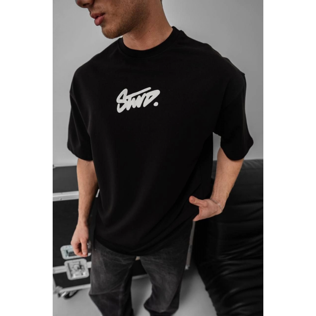 Erkek Baskılı Oversize T-shirt - Siyah 150387 Erkek Baskılı Oversize T-shirt - Siyah 150387
