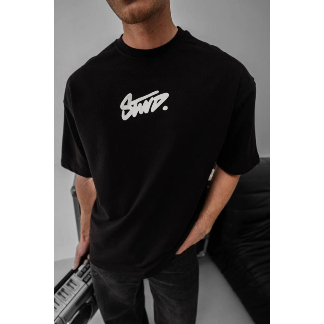Erkek Baskılı Oversize T-shirt - Siyah 150387 Erkek Baskılı Oversize T-shirt - Siyah 150387