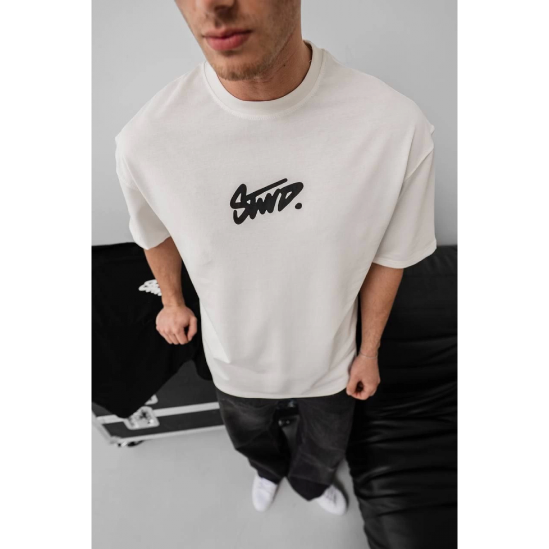 Erkek Baskılı Oversize T-shirt - Beyaz 150388 Erkek Baskılı Oversize T-shirt - Beyaz 150388