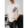 Erkek Baskılı Oversize T-shirt - Beyaz 151101