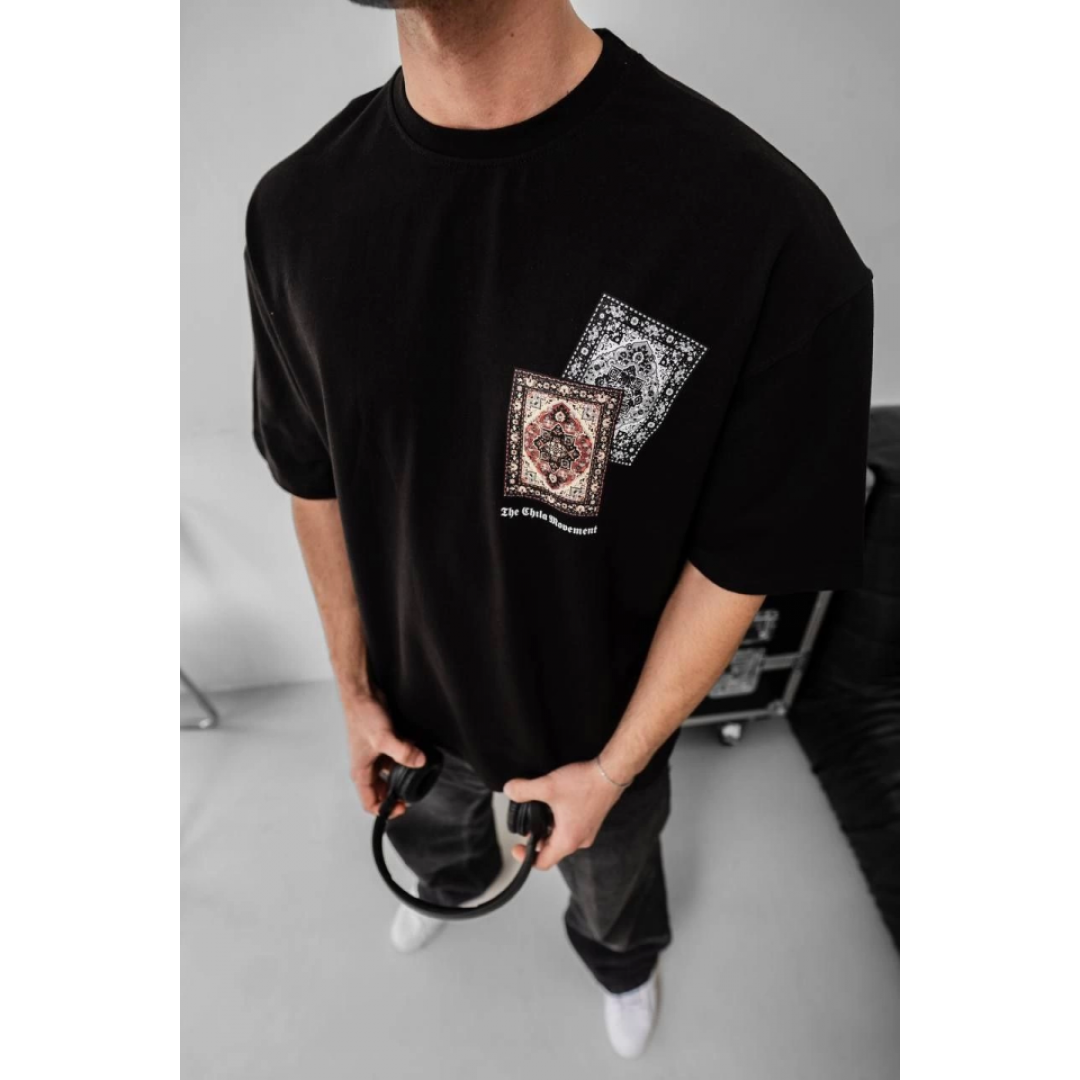 Erkek Baskılı Oversize T-shirt - Siyah - 151102 Erkek Baskılı Oversize T-shirt - Siyah - 151102