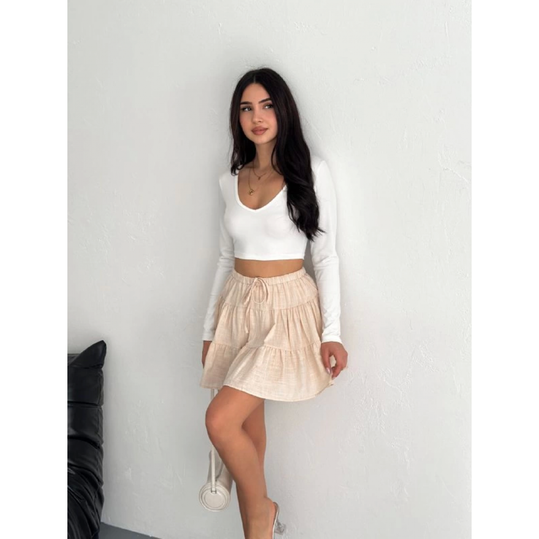 Keten Şortlu Etek - Bej 152668 Keten Şortlu Etek - Bej 152668