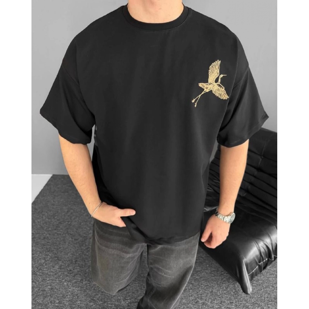 Ön Ve Arka Baskılı Oversize Bisiklet Yaka T-shirt - Siyah 152672 Ön Ve Arka Baskılı Oversize Bisiklet Yaka T-shirt - Siyah 152672