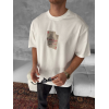 Erkek Ön Ve Arka Baskılı Oversize Bisiklet Yaka T-shirt - Beyaz - 152674 Erkek Ön Ve Arka Baskılı Oversize Bisiklet Yaka T-shirt - Beyaz - 152674