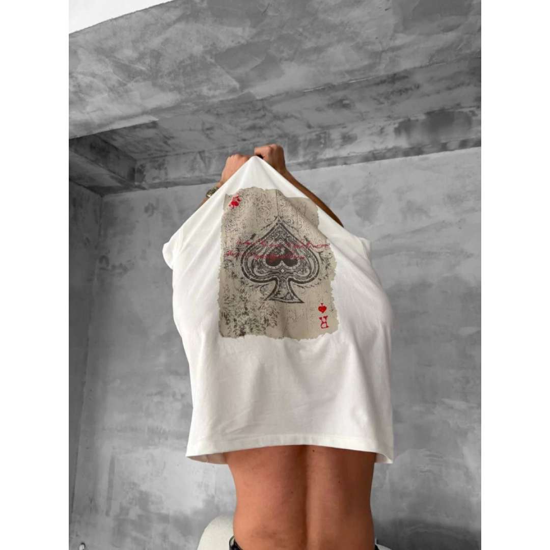 Erkek Ön Ve Arka Baskılı Oversize Bisiklet Yaka T-shirt - Beyaz - 152674 Erkek Ön Ve Arka Baskılı Oversize Bisiklet Yaka T-shirt - Beyaz - 152674