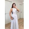 Sifir Kol Beli Oturtmalı Kolsuz Uzun Elbise - Beyaz 153139 Sifir Kol Beli Oturtmalı Kolsuz Uzun Elbise - Beyaz 153139