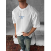 Ön Ve Arka Baskılı Oversize Bisiklet Yaka T-shirt- Beyaz 153732