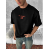 Ön Ve Arka Baskılı Oversize Bisiklet Yaka T-shirt- Siyah 153733