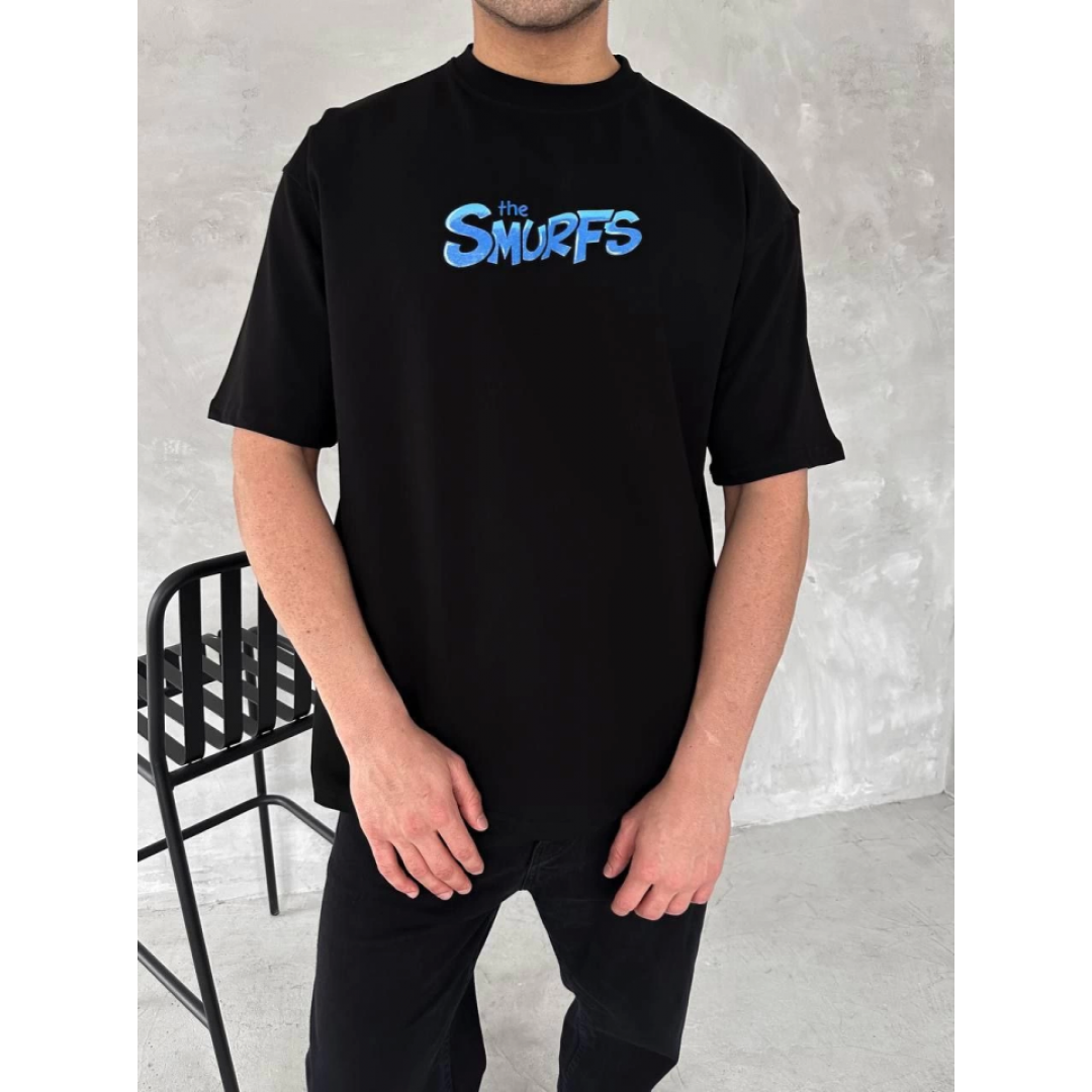 Ön Ve Arka Baskılı Oversize Bisiklet Yaka T-shirt- Siyah 153734 Ön Ve Arka Baskılı Oversize Bisiklet Yaka T-shirt- Siyah 153734
