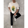 Ön Ve Arka Baskılı Oversize Bisiklet Yaka T-shirt- Beyaz 153736