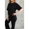 Osy Modal Yumuşak Dokulu Kumaş Bisiklet Yaka Taş Detaylı Kısa Kollu Takım - Siyah - 153909 Osy Modal Yumuşak Dokulu Kumaş Bisiklet Yaka Taş Detaylı Kısa Kollu Takım - Siyah - 153909
