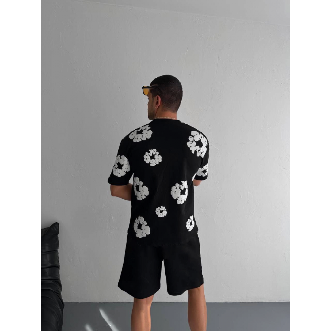 Ön Ve Arka Baskılı Oversize Bisiklet Yaka T-shirt- Siyah 154301 Ön Ve Arka Baskılı Oversize Bisiklet Yaka T-shirt- Siyah 154301