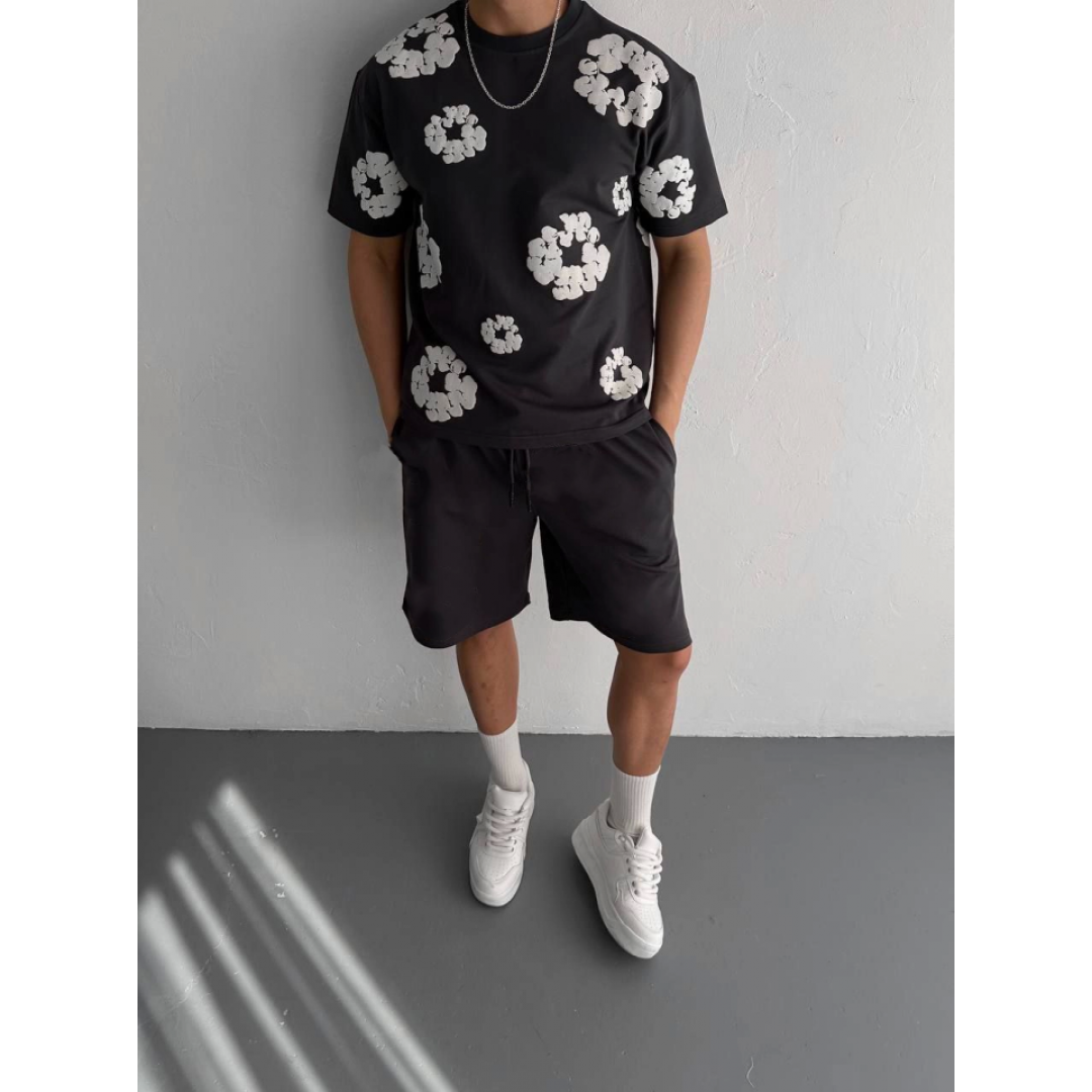 Ön Ve Arka Baskılı Oversize Bisiklet Yaka T-shirt- Siyah 154301 Ön Ve Arka Baskılı Oversize Bisiklet Yaka T-shirt- Siyah 154301