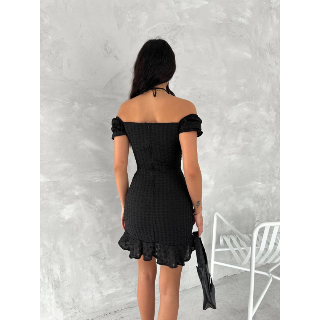 Göğüs Bağlamalı Mini Elbise - Siyah - 154510 Göğüs Bağlamalı Mini Elbise - Siyah - 154510