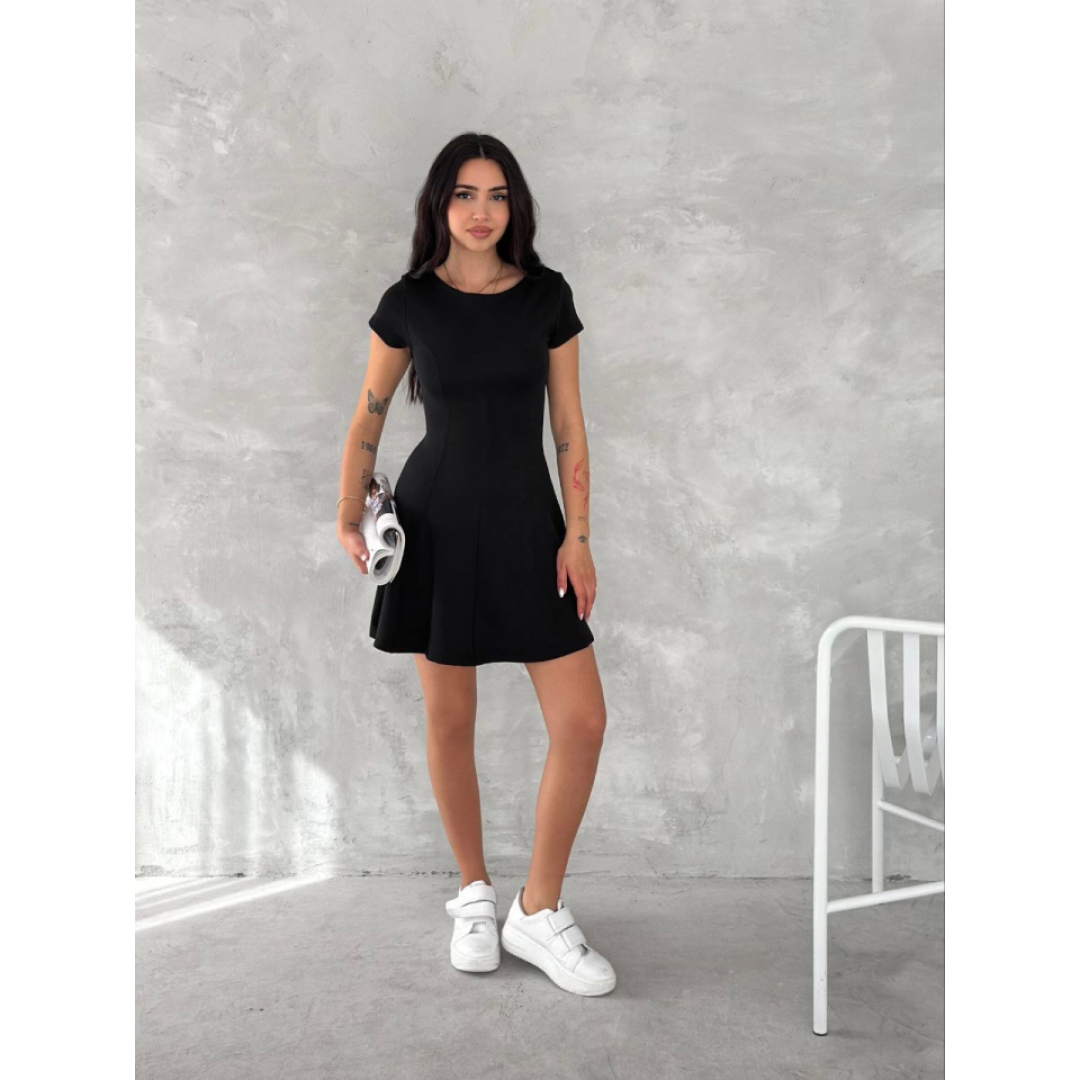 Kısa Kollu Mini Elbise - Siyah - 154563 Kısa Kollu Mini Elbise - Siyah - 154563