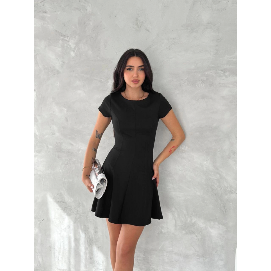 Kısa Kollu Mini Elbise - Siyah - 154563 Kısa Kollu Mini Elbise - Siyah - 154563