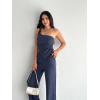 Asimetrik Crop Pantalon Ikili Takım - Lacivert 154573