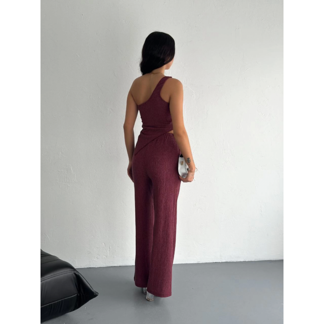 Asimetrik Crop Pantalon Ikili Takım - Gül Kurusu 154574 Asimetrik Crop Pantalon Ikili Takım - Gül Kurusu 154574