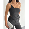 Asimetrik Crop Pantalon Ikili Takım - Füme 154575 Asimetrik Crop Pantalon Ikili Takım - Füme 154575