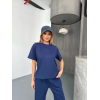 Osy Modal Yumuşak Dokulu Kumaş Kısa Kollu Bluz Rahat Pantalon Ikili Takım- Lacivert 154847