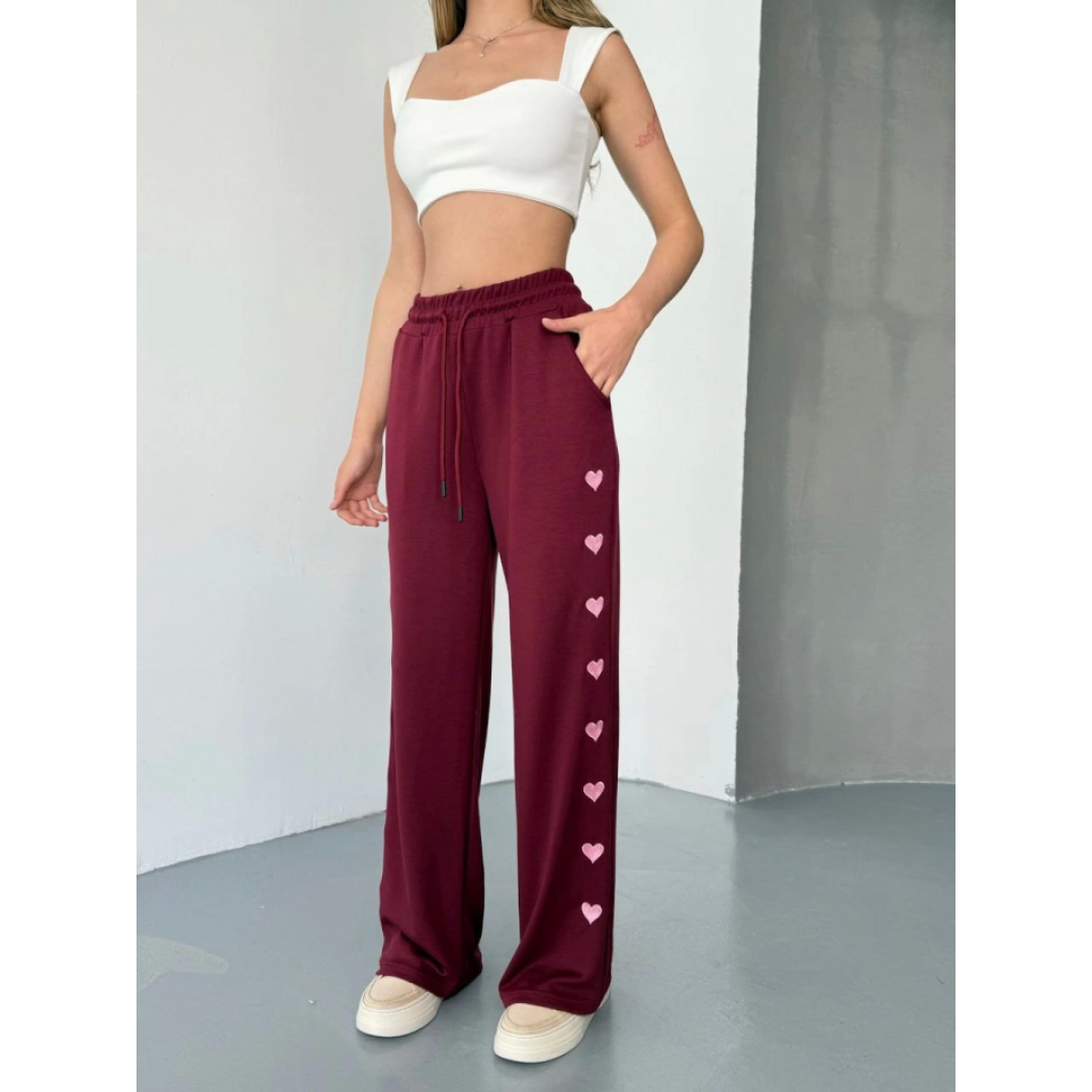 Osy Modal Yumuşak Dokulu Kumaş Nakış Işlemeli Rahat Bol Paça Eşofman Pantalon - Bordo - 156896 Osy Modal Yumuşak Dokulu Kumaş Nakış Işlemeli Rahat Bol Paça Eşofman Pantalon - Bordo - 156896